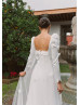 Ivory Satin Chic Wedding Dress With Detachable Tulle Train